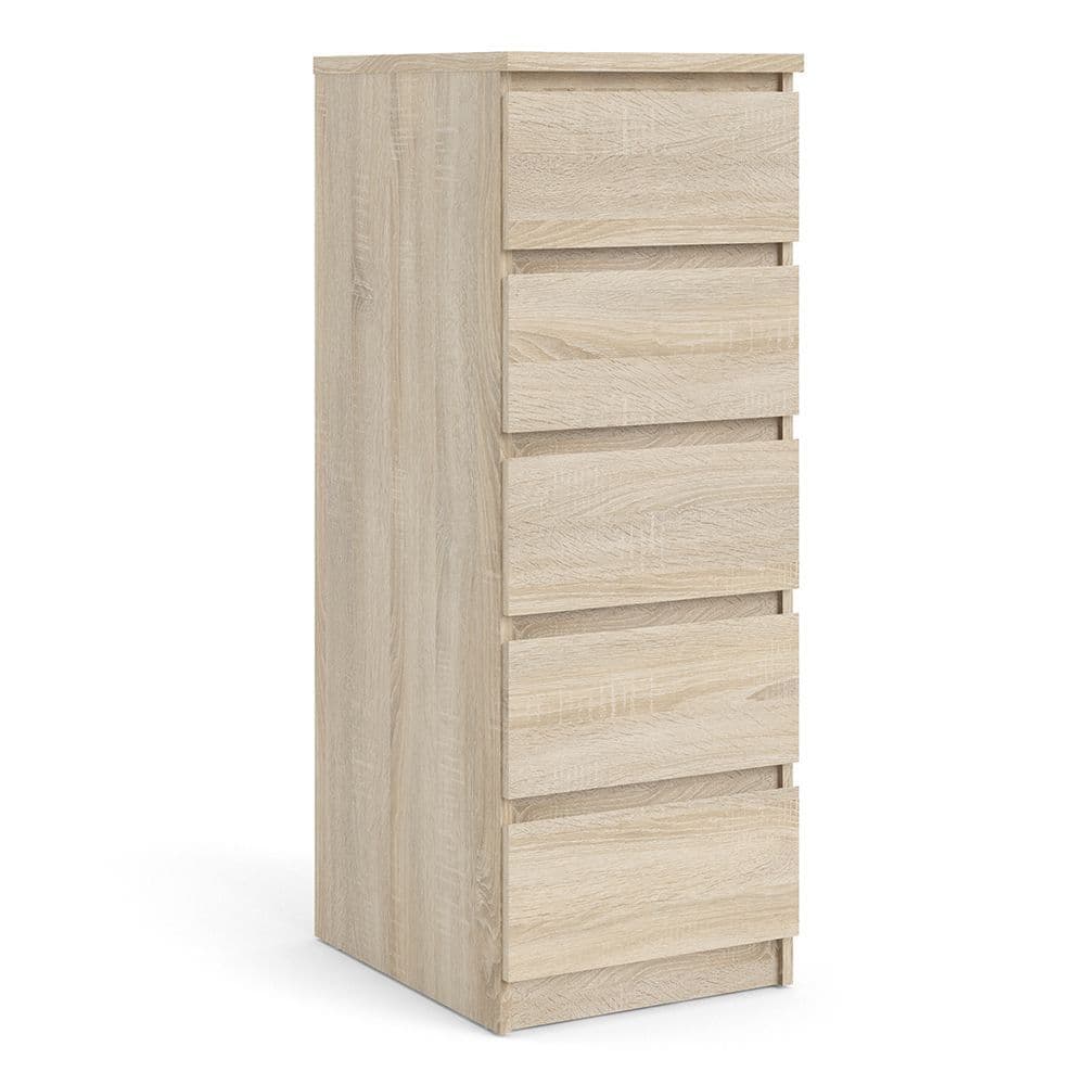 Enzo Narrow Chest of 5 Drawers in Oak structure